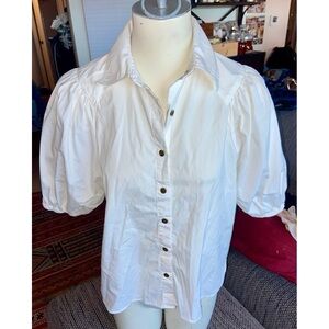 Marc New York Sht-Slv Button-up White Blouse, Sz XS